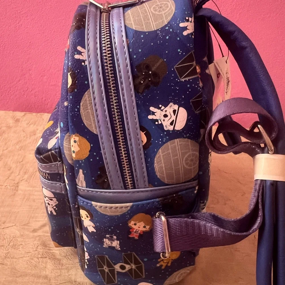 Star Wars Loungefly Chibi AOP Mini Backpack Death Star Disney Parks NWT